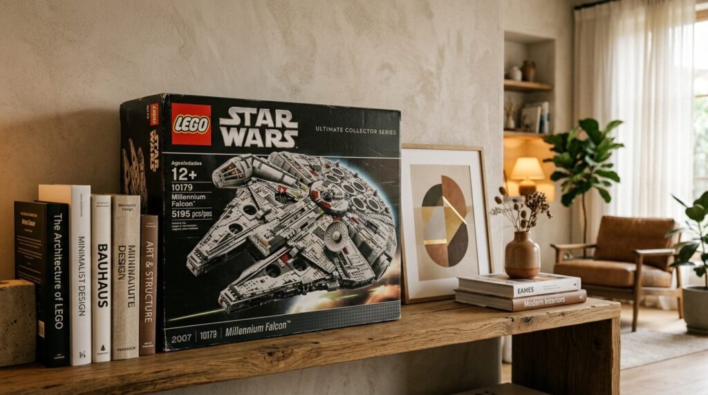 Close-up photorealistic image of a rare collectible LEGO set