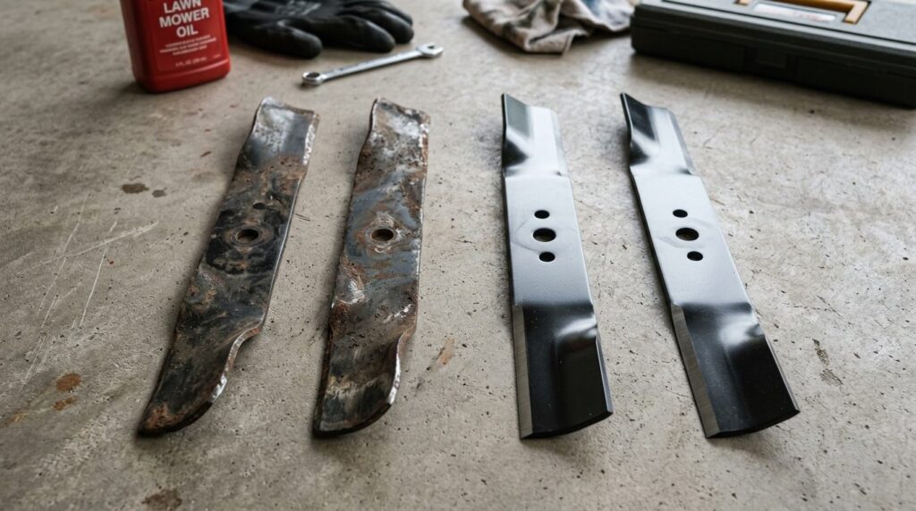 Detailed product photography of replacement lawn mower blade