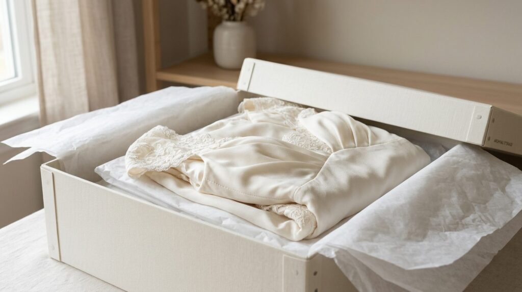 Close-up detail shot of a timeless ivory bridal gown with fl