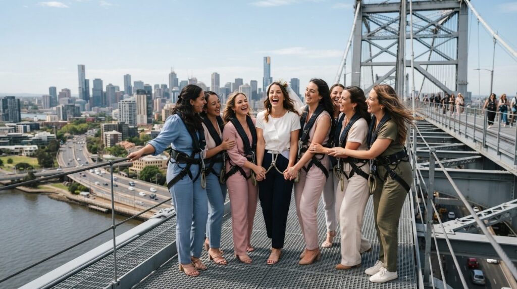 Photorealistic stock image of a sophisticated hen party grou