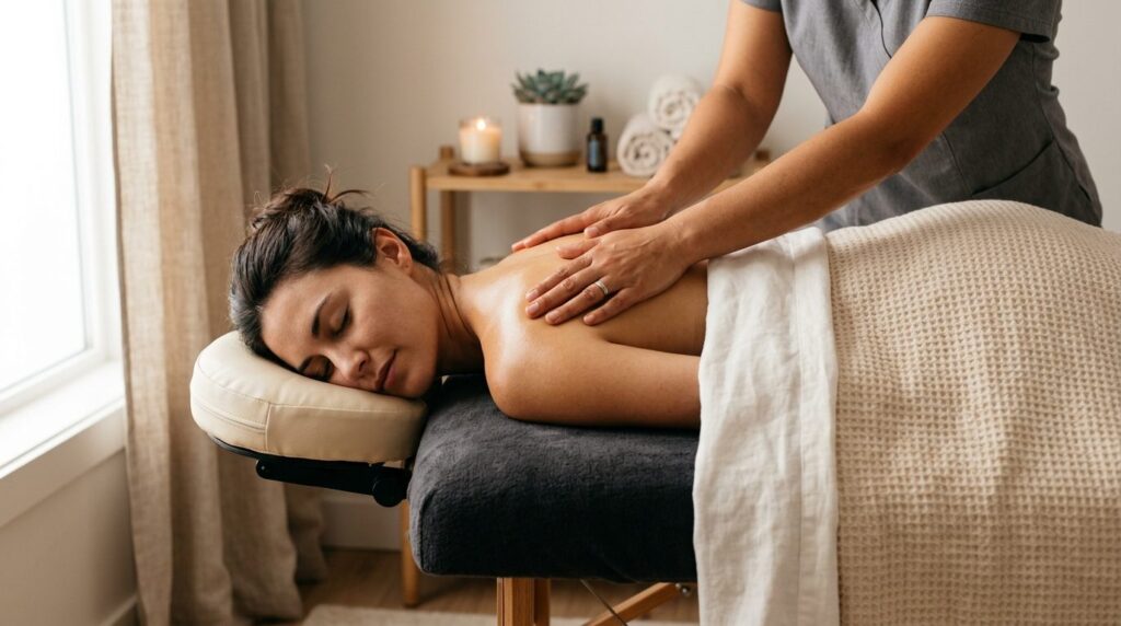 Close-up professional photograph of a relaxing therapeutic m