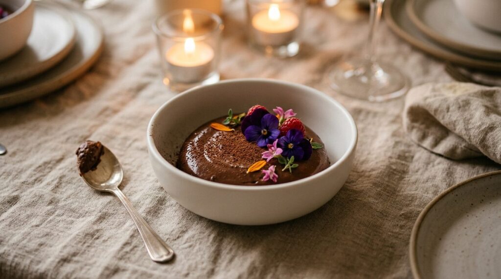 Close-up professional food photography of a beautifully plat
