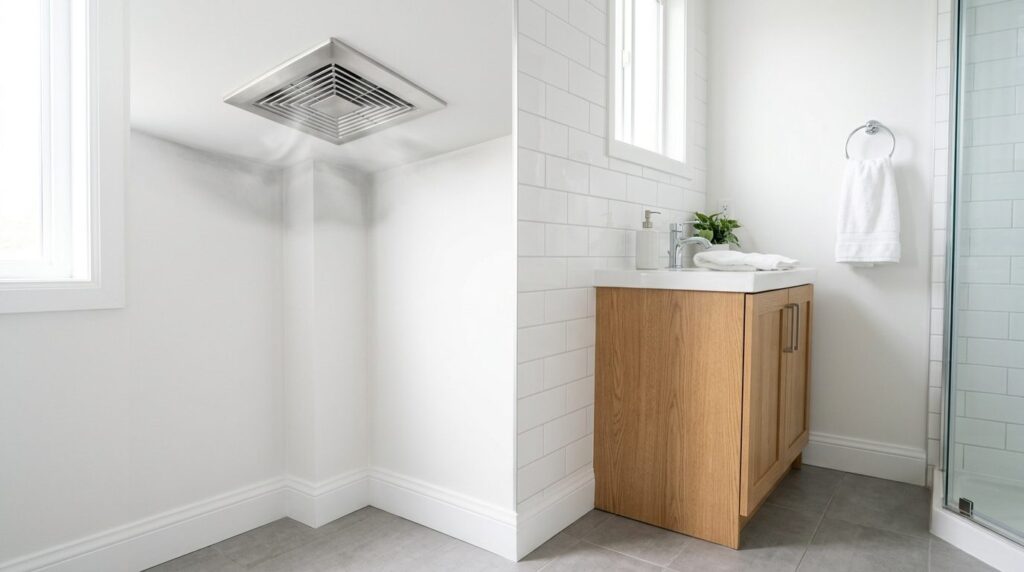 Bright, clean residential bathroom or kitchen corner after s